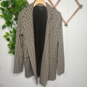 Rachel Zoe Brown & Tan plaid Checkered Open Front Blazer Women's Large